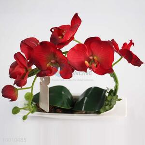 New Arrivals Red Butterfly Orchid <em>Flower</em> Artificial Bonsai with <em>Vase</em>