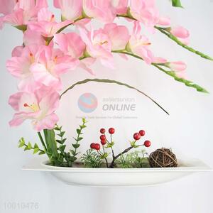 Plastic Artificial <em>Flower</em> Bonsai with Modern Ceramic <em>Vase</em>