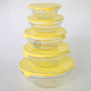 Wholesale 5pcs Glass <em>Bowl</em> with Yellow Cover