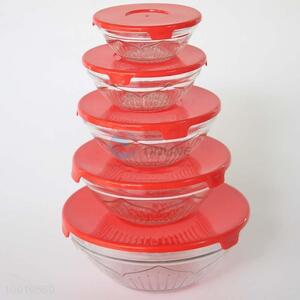 Wholesale 5pcs Glass <em>Bowl</em> with Red Cover