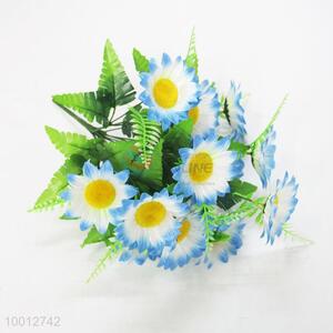 Wholesale 12 Pieces Blue Sunflower <em>Artificial</em> <em>Flower</em> For Decoration