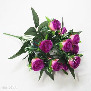 Wholesale 12 Pieces Purple Rose <em>Artificial</em> <em>Flower</em> For Decoration