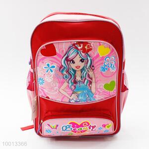 Red Cartoon School Backpack For Girls