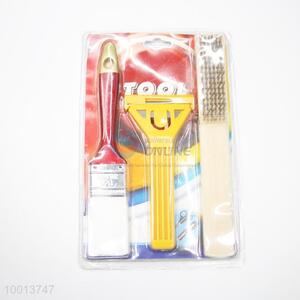 3pcs Hardware Tools Set of Cleaning Knife,Paint Brush and Wire Brush
