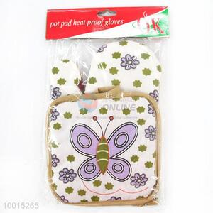 Wholesale Butterfly Insulation Mat/<em>Pot</em> and Microwave Oven Glove Set