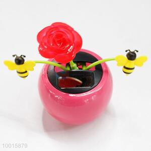 Flower with two bees solar toys for car decoration