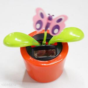 Dancing flower with butterfly car toy flip flap solar toy products for car decoration