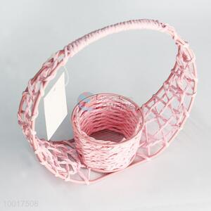 Hot Selling Pink Paper Woven Basket For Decoration