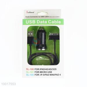 Black USB Data Cable For IPAD/4G/4G/3GS with Car Plug