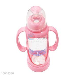 Pink Glass Baby <em>Feeding</em>-<em>bottle</em> with Handle