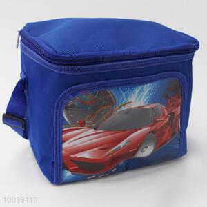 Portable blue insulation bag printed with car