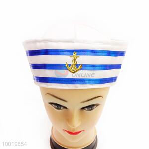 Fashion Blue&White Streak Pattern Navy Hat For Party