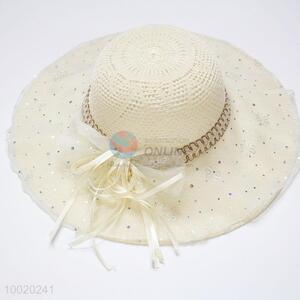 Beautifil White Simple Palm Beach Hat