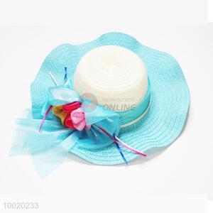 Blue Big Weave Brim Hat For Beach/Summer