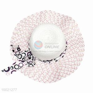 Wholesale Pink Round Dots Summer Beach Sun Hat