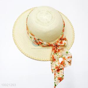 Cheap Fashion Summer Hat with Orange Bowknot