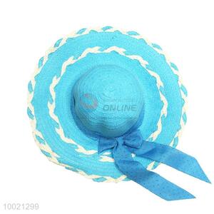 Competitive Price Blue Summer Beach Sun Hat with Bowknot