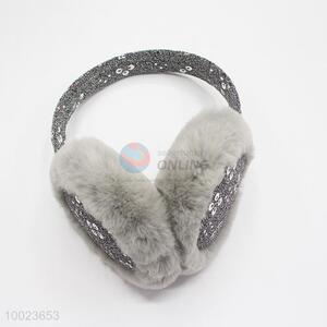 New design winter warm gray paillette <em>earmuff</em> for ladies