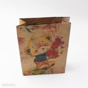 24.5*18.5*7.5cm brown paper <em>gift</em> bag printed with bear