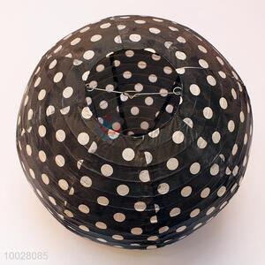 Cute black round paper lantern with dot pattern