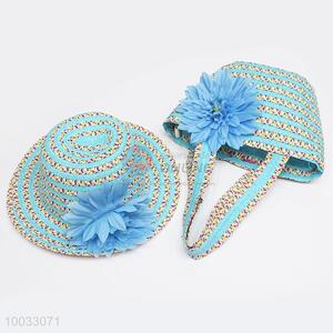 Delicate Woven Crossbody Bag and Round Hat Set For Children