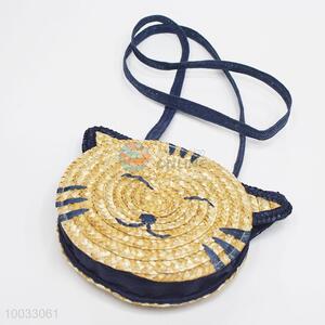 Cat Head Woven Crossbody Bag