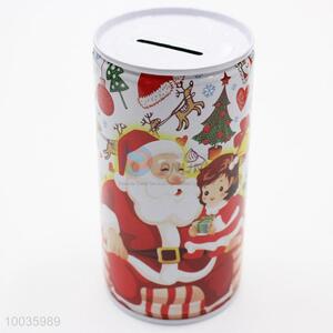 Utility Kids Iron Money Box Shaped in cylinder with Santa Claus Pattern