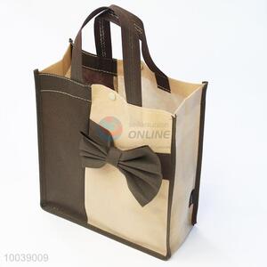 29*23*10cm bowknot brown non-woven fabrics shopping bag