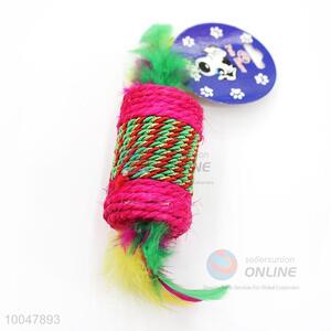 Cute Colorful Pet Sisal Toy With Feather