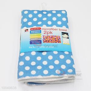 High Quality 40*45cm Blue Polyester Cleaning Towel with White Dots