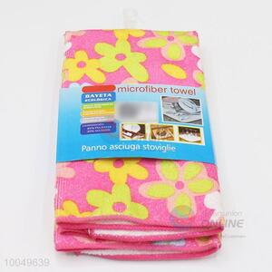 High Quality 40*45cm Polyester Cleaning Towel with Colorful Flowers Pattern