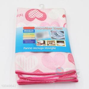 Hot Sale 40*45cm Pink Polyester Cleaning Towel with the Pattern of  Hearts