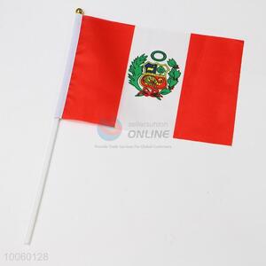 14*21cm Peru Flag Hand Waving Flag with Plastic Pole