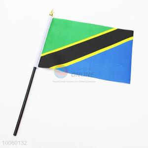 14*21cm Tanzania Flag Hand Waving Flag with Plastic Pole