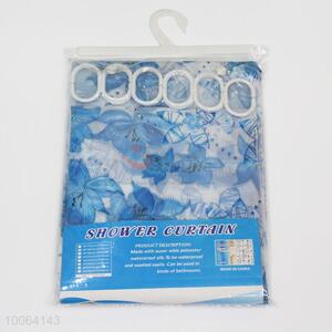 Hot Sale Blue Flower EVA Shower Curtain