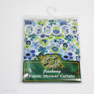 Hot Sale Blue Flower Dacron Shower Curtain