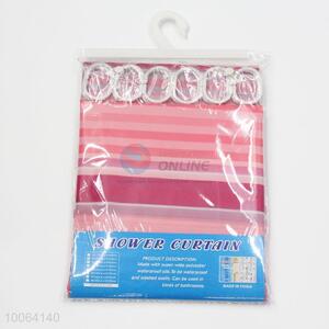 Hot Sale Pink Cross Stripe EVA Shower Curtain
