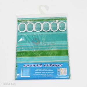 Hot Sale Green Cross Stripe EVA Shower Curtain