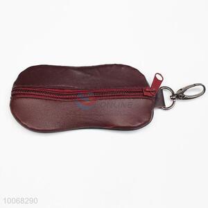 Unique brown clutch bag faux sheepskin leather coin purse