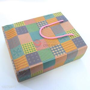 Colorful grid brown paper <em>gift</em> bag