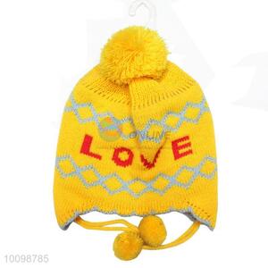 Children ear flap hats winter warm Cap with ball accessory
