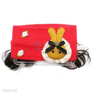 Fashion red children hairpiece head wrap with curling