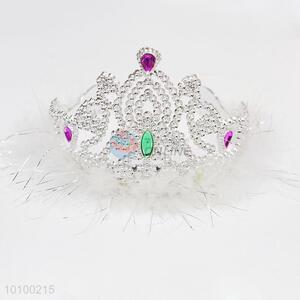 China wholesale sliver plated rhinestone crown with feather