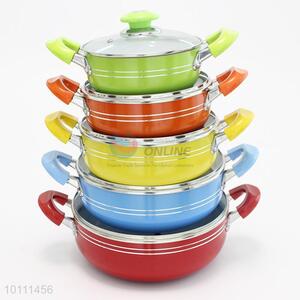 10 Pcs/Set Colorful  Ceramic Stockpot with Lid Cookware Set