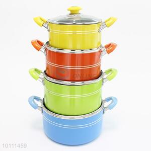 8 Pcs/Set Colorful Stockpot with Lid Stainless Steel Cookware Set