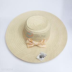 Wholesale Cheap Paper Large Brim Bowknot Beach Hat