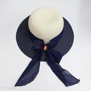 Fashion Women Navy Blue Paper Wide Brim Beach Summer Hats