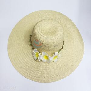 New Style Beige Flower Beach Hat For Summer