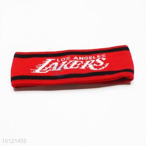 Red Lakers Pattern Embroidered Logo Sport Headbands