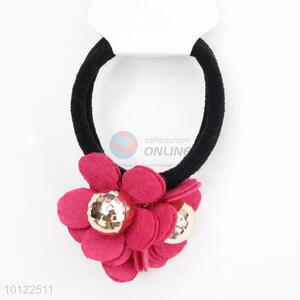 Wholesale rose red flower hair ring/elastic hair accessory